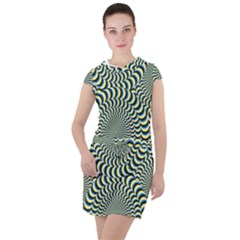 Illusion Waves Pattern Drawstring Hooded Dress by Sparkle