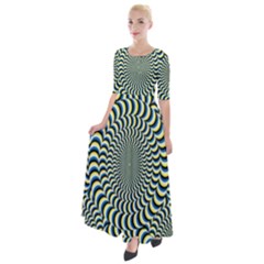 Illusion Waves Pattern Half Sleeves Maxi Dress by Sparkle