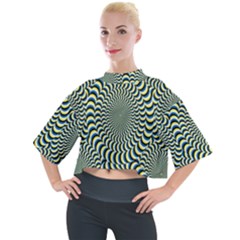 Illusion Waves Pattern Mock Neck Tee by Sparkle