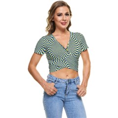 Illusion Waves Pattern Short Sleeve Foldover Tee by Sparkle