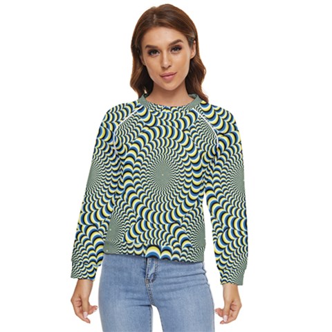 Illusion Waves Pattern Women s Long Sleeve Raglan Tee by Sparkle