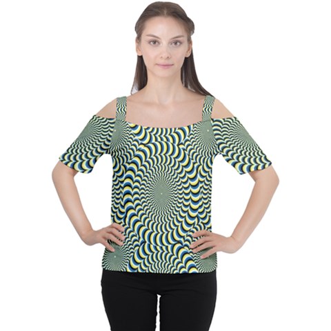 Illusion Waves Pattern Cutout Shoulder Tee by Sparkle