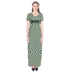 Illusion Waves Pattern Short Sleeve Maxi Dress