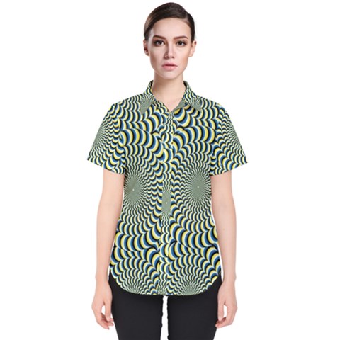 Illusion Waves Pattern Women s Short Sleeve Shirt by Sparkle