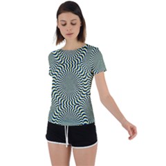 Illusion Waves Pattern Back Circle Cutout Sports Tee