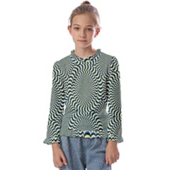 Illusion Waves Pattern Kids  Frill Detail Tee