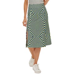 Illusion Waves Pattern Midi Panel Skirt