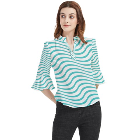 Beach Waves Loose Horn Sleeve Chiffon Blouse by Sparkle