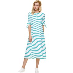 Beach Waves Bow Sleeve Chiffon Midi Dress