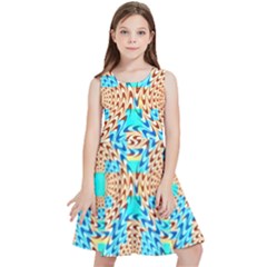 Illusion Waves Pattern Kids  Skater Dress