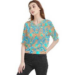 Illusion Waves Pattern Quarter Sleeve Blouse