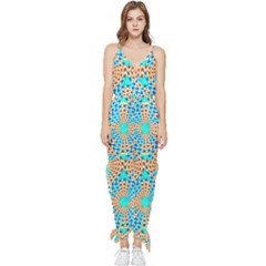 Illusion Waves Pattern Sleeveless Tie Ankle Jumpsuit by Sparkle