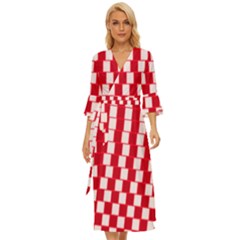 Illusion Waves Pattern Midsummer Wrap Dress