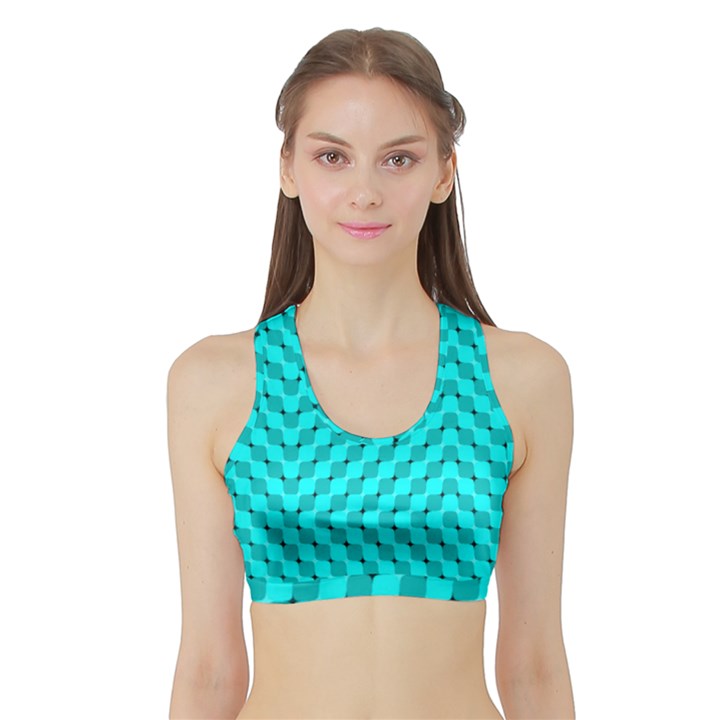 Illusion Waves Pattern Sports Bra with Border