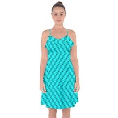 Illusion Waves Pattern Ruffle Detail Chiffon Dress by Sparkle