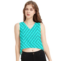 Illusion Waves Pattern V-neck Cropped Tank Top