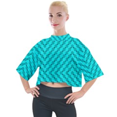 Illusion Waves Pattern Mock Neck Tee by Sparkle