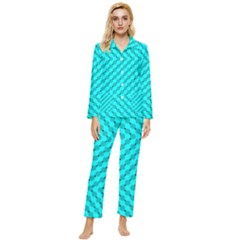 Illusion Waves Pattern Womens  Long Sleeve Pocket Pajamas Set by Sparkle