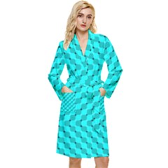 Illusion Waves Pattern Long Sleeve Velour Robe