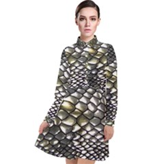 Snake Skin Long Sleeve Chiffon Shirt Dress by Sparkle