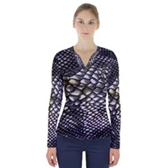 Snake Skin V-neck Long Sleeve Top by Sparkle