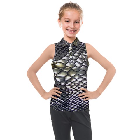 Snake Skin Kids  Sleeveless Polo Tee by Sparkle