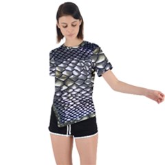 Snake Skin Asymmetrical Short Sleeve Sports Tee by Sparkle