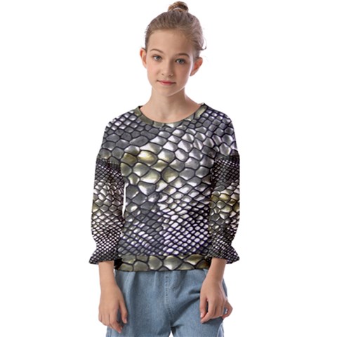 Snake Skin Kids  Cuff Sleeve Top by Sparkle