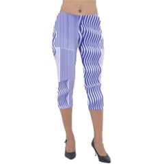 Illusion Waves Pattern Lightweight Velour Capri Leggings  by Sparkle