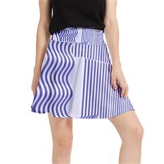 Illusion Waves Pattern Waistband Skirt