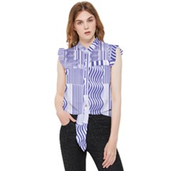 Illusion Waves Pattern Frill Detail Shirt