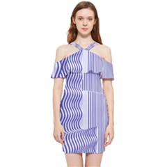 Illusion Waves Pattern Shoulder Frill Bodycon Summer Dress by Sparkle