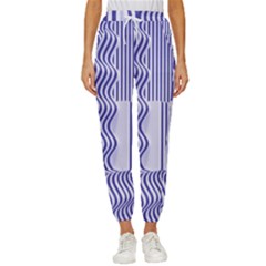 Illusion Waves Pattern Cropped Drawstring Pants