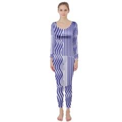 Illusion Waves Pattern Long Sleeve Catsuit by Sparkle