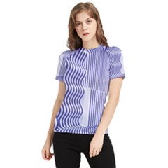 Illusion Waves Pattern Women s Short Sleeve Rash Guard