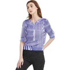 Illusion Waves Pattern Quarter Sleeve Blouse