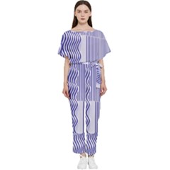 Illusion Waves Pattern Batwing Lightweight Jumpsuit