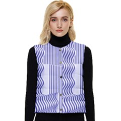 Illusion Waves Pattern Women s Short Button Up Puffer Vest