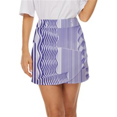 Illusion Waves Pattern Mini Front Wrap Skirt