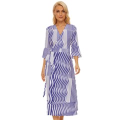 Illusion Waves Pattern Midsummer Wrap Dress