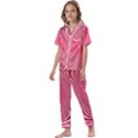 Illusion Floral Pattern Kids  Satin Short Sleeve Pajamas Set View1