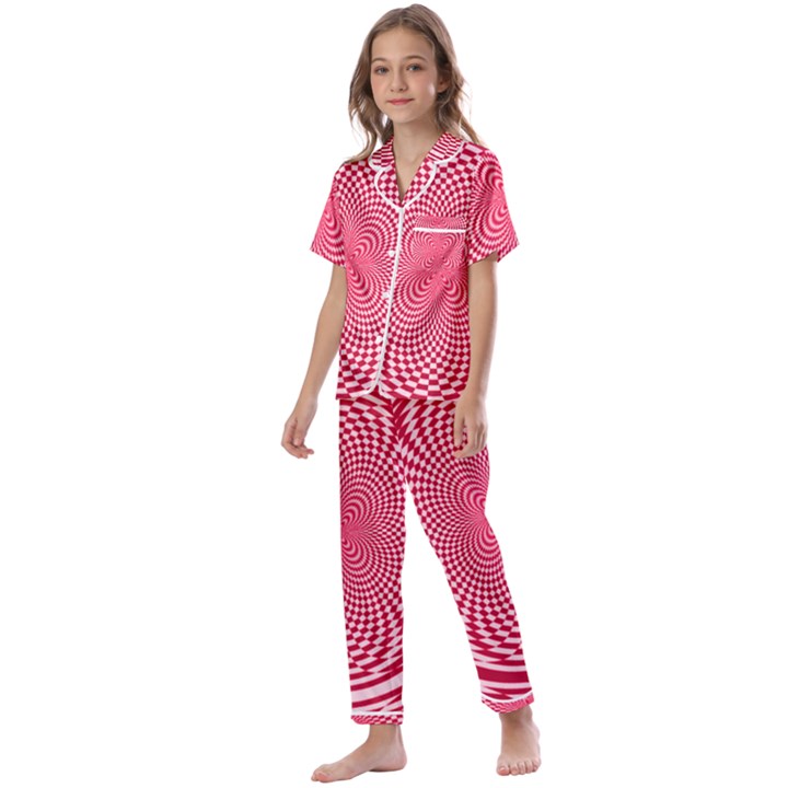 Illusion Floral Pattern Kids  Satin Short Sleeve Pajamas Set