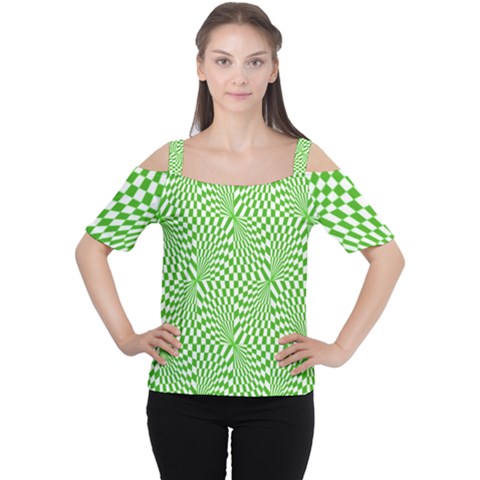 Illusion Waves Pattern Cutout Shoulder Tee by Sparkle