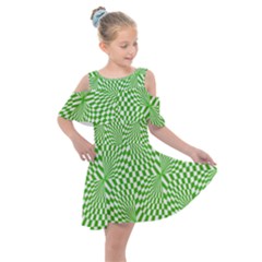 Illusion Waves Pattern Kids  Shoulder Cutout Chiffon Dress by Sparkle