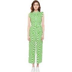 Illusion Waves Pattern Women s Frill Top Jumpsuit by Sparkle