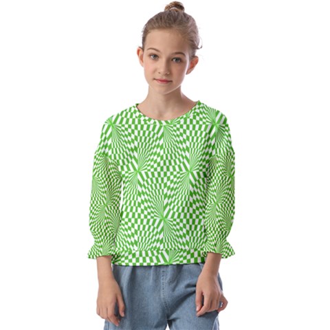 Illusion Waves Pattern Kids  Cuff Sleeve Top by Sparkle