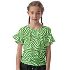 Illusion Waves Pattern Kids  Cut Out Flutter Sleeves