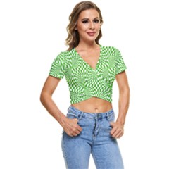 Illusion Waves Pattern Short Sleeve Foldover Tee by Sparkle