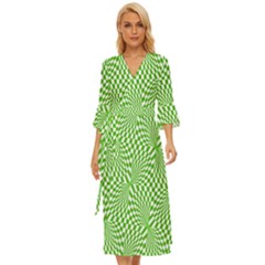 Illusion Waves Pattern Midsummer Wrap Dress