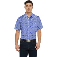 Illusion Waves Pattern Men s Short Sleeve Pocket Shirt 